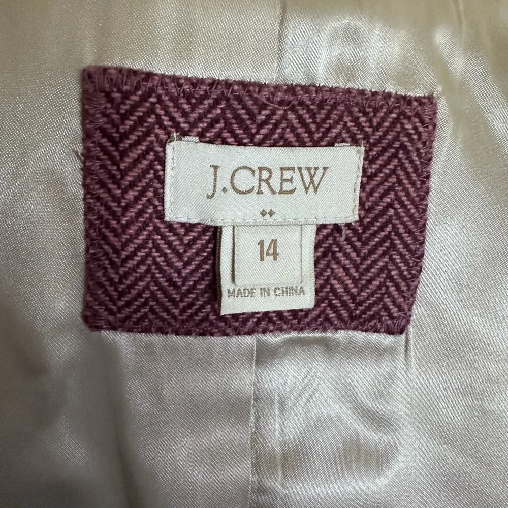 JCrew Factory Herringbone Wool Blazer w/Faux Suede Elbow Patch/Leather Buttons - Picture 7 of 11